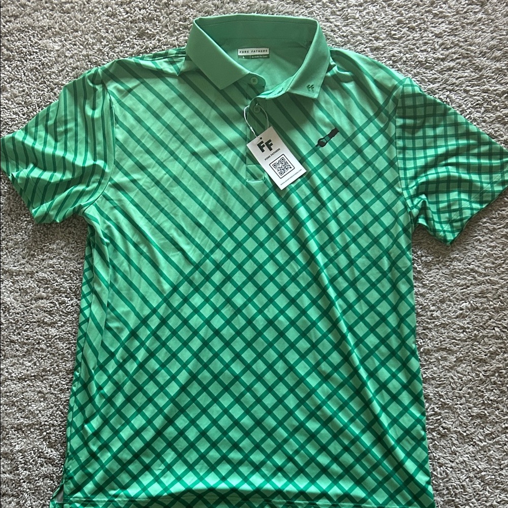 Fore Fathers Men's Green Checkered Polo Shirt